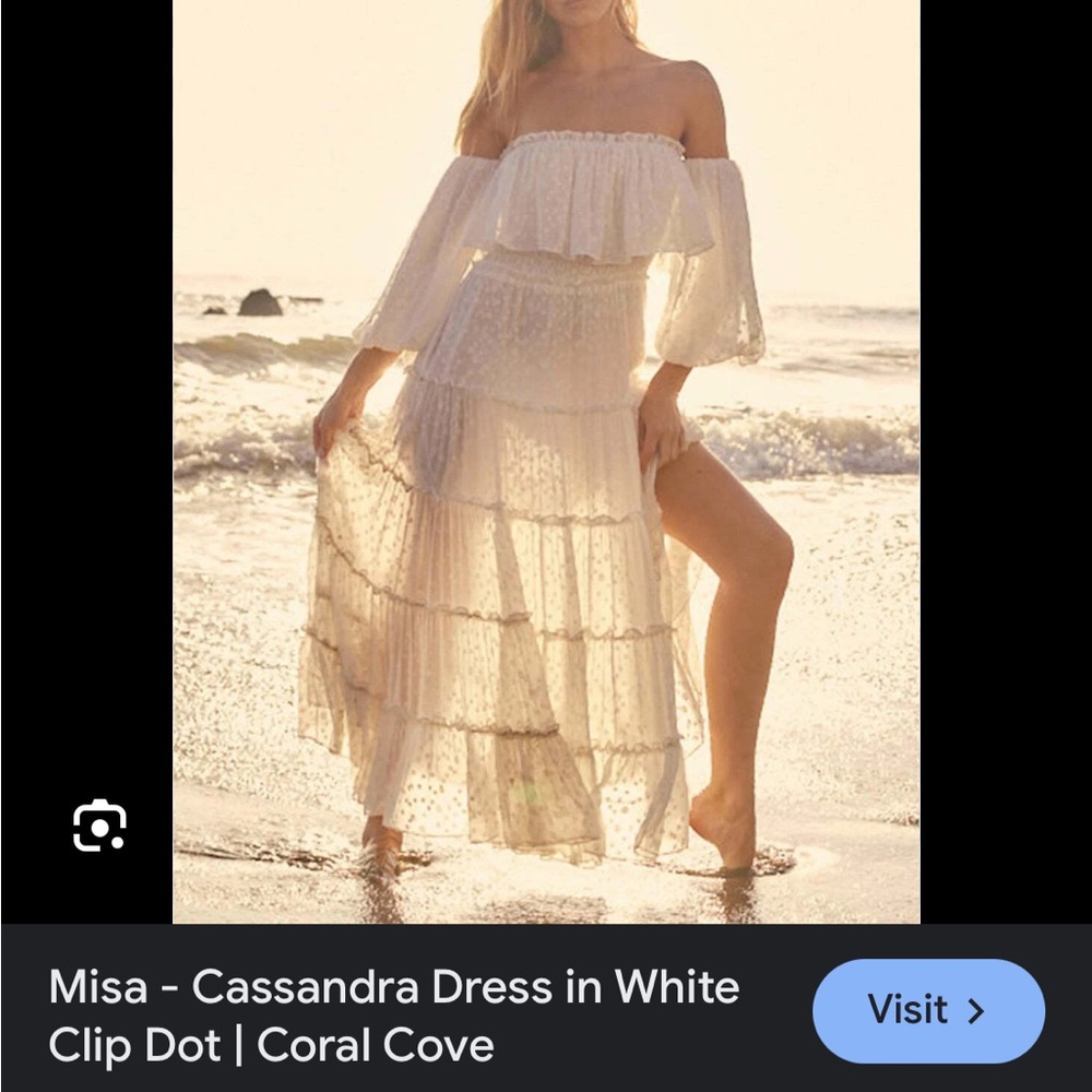 Misa Los Angeles Cassandra Dress XS White Off-Shoulder Maxi Dress